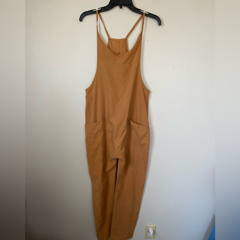 Women's Faux suede-y spaghetti strap Jumpsuit coveralls